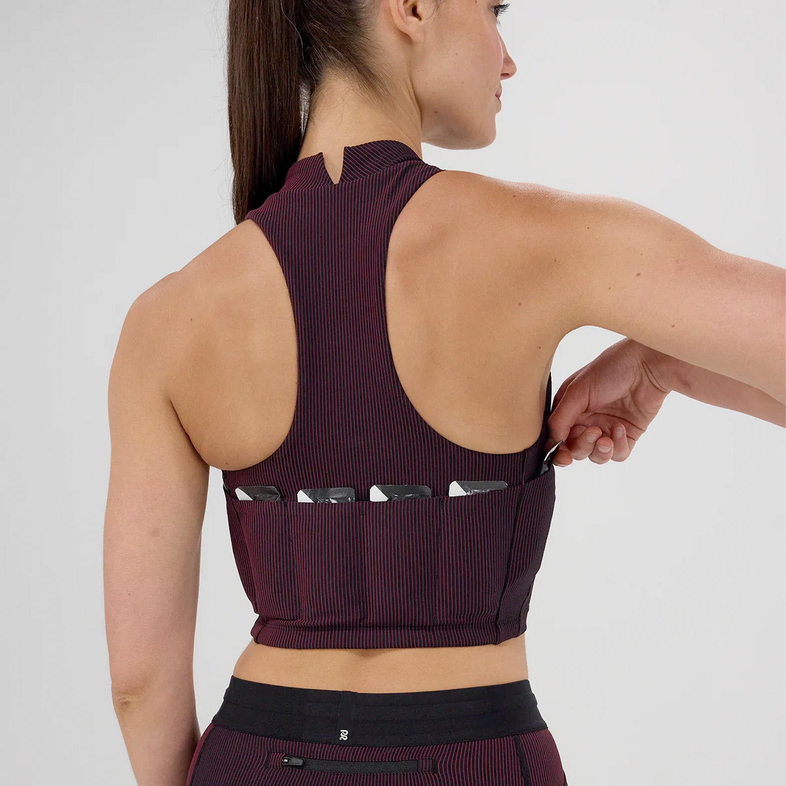 Women's Striped Cadence Vaso Race Crop Black / Fig - Achilles Heel