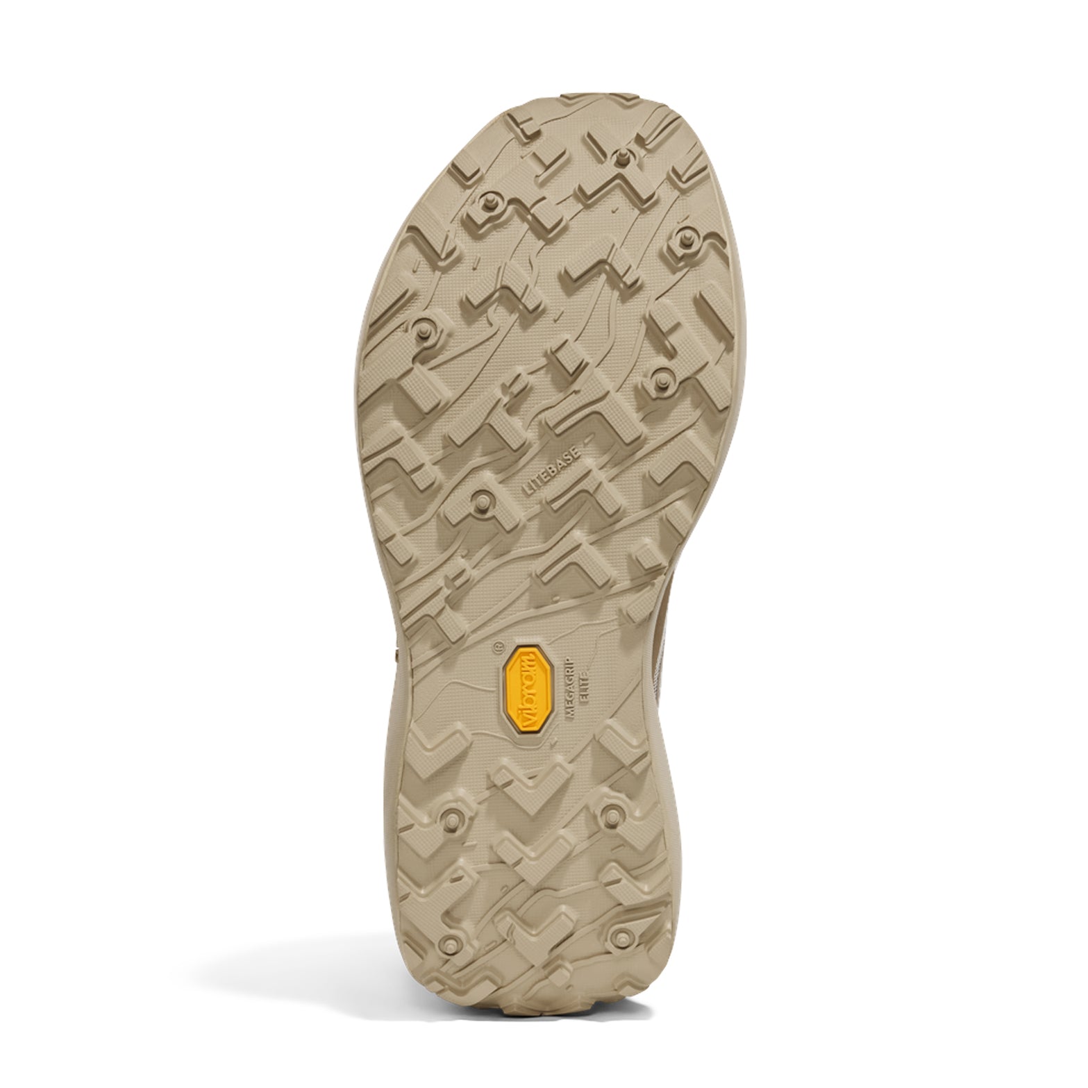 Women's norda 055 Trail Running Shoes Strato sole view displaying proprietary norda x Vibram Megagrip Elite outsole with 5mm lugs and front and rear lips for superior grip and durability on technical terrain