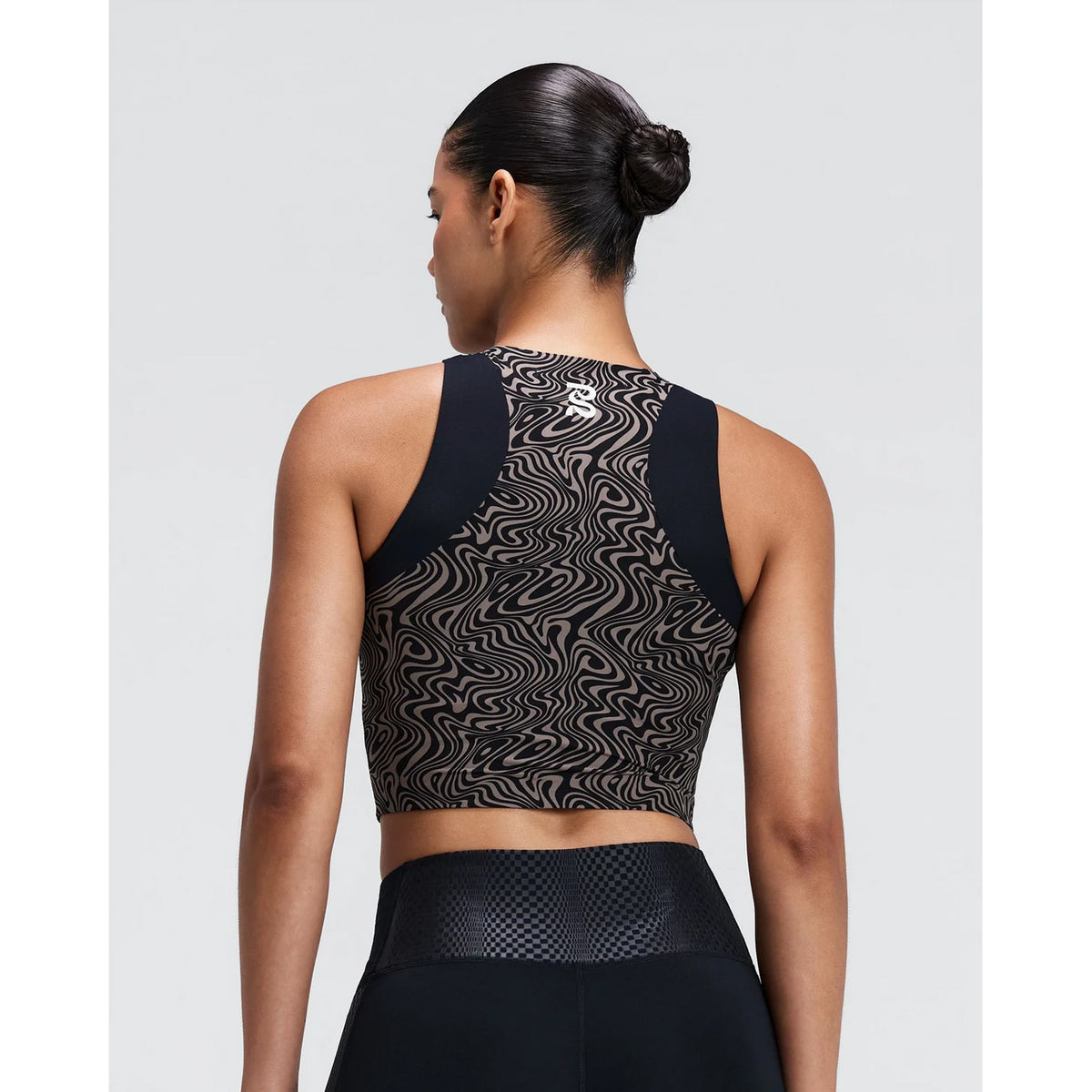 Women's Adapto 2-Way Zip Race Crop - Melted Marble Cocoa / Black