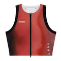 Bandit Adapto Distance Race Top women's in Salt Stain Rusted Apricot — front product shot showing ultra-light compression silhouette, 2-way zip detail and reflective Bandit branding on salt stain rusted apricot Adapto™ fabric