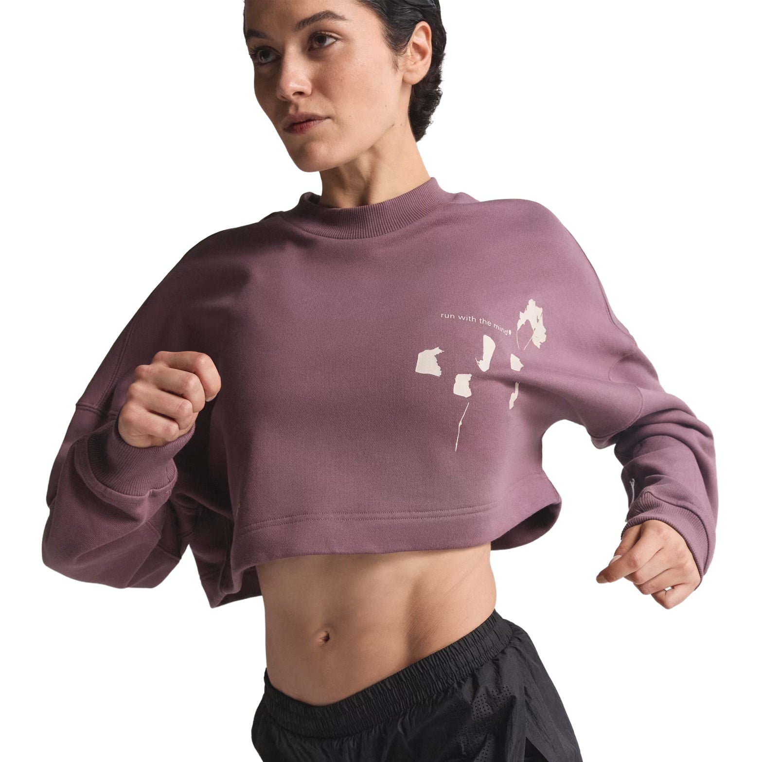 Women's cotton running crew sweatshirt with concealed wrist pocket & French terry. Lifestyle sweatshirt with sweat-wicking & loose relaxed fit. Free UK delivery over £80!