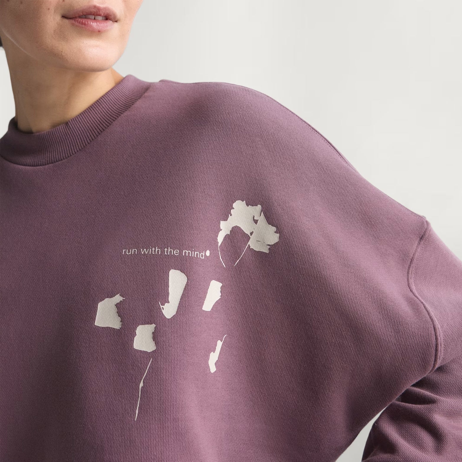 Women's adidas Adi365 H.Koumori Running Crew Top Shadow Fig close-up of high-density print graphic showing adidas x Hermanos Koumori collaboration design details