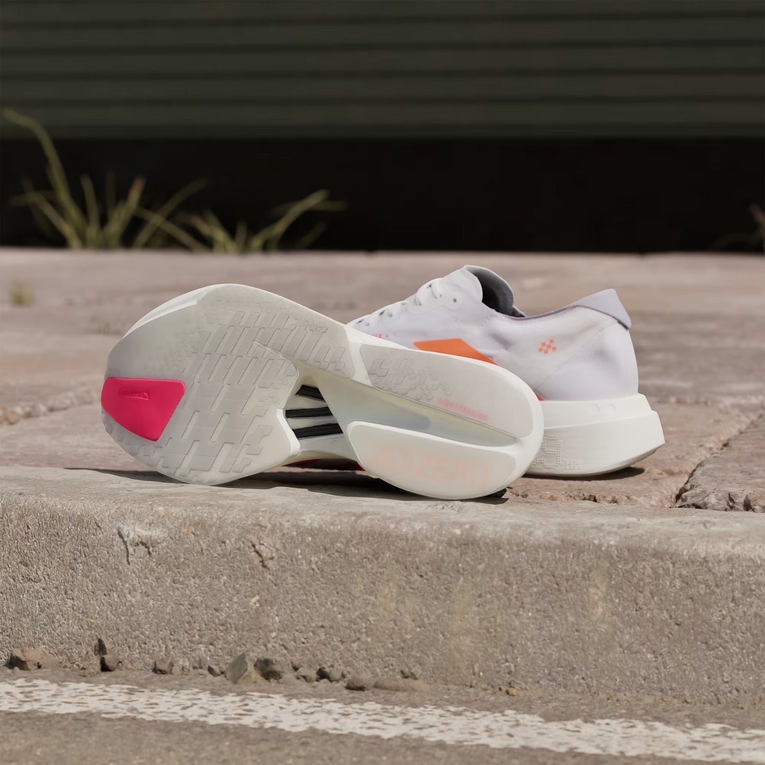 Women's Adizero Adios Pro 4 Running Shoes Cloud White / Beam Orange / Lucid Red - Achilles Heel