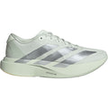 Women's adidas Adizero EVO SL Woven Running Shoes Crystal Jade Tech Grey Metallic Wonder Silver outer side view showing LIGHTSTRIKE PRO foam midsole with woven racing-inspired design for running and lifestyle wear