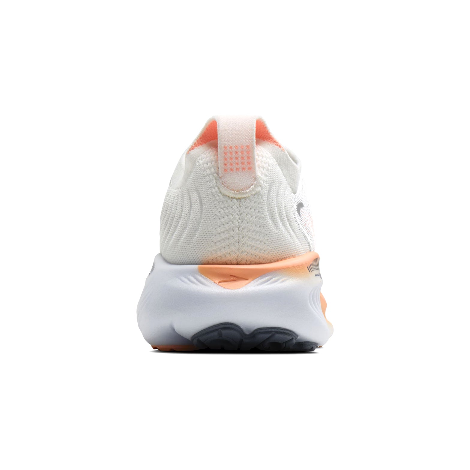 Brooks Adrenaline GTS 25 women's running shoe in Oyster Mushroom / Peach / Grape — heel view showing structured support construction, grape heel detailing and peach DNA LOFT cushioning midsole contrast