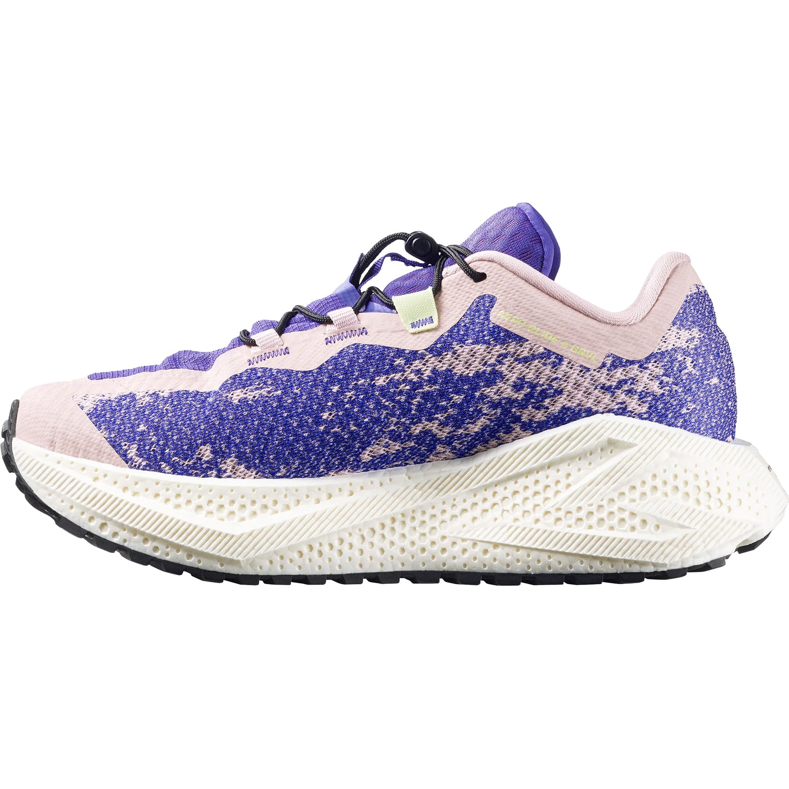 Women's Salomon Aero Glide 4 GRVL Running Shoes Shadow Gray Deep Blue inner side view showing SensiFit technology with optiFOAM² cushioning for multi-surface versatility