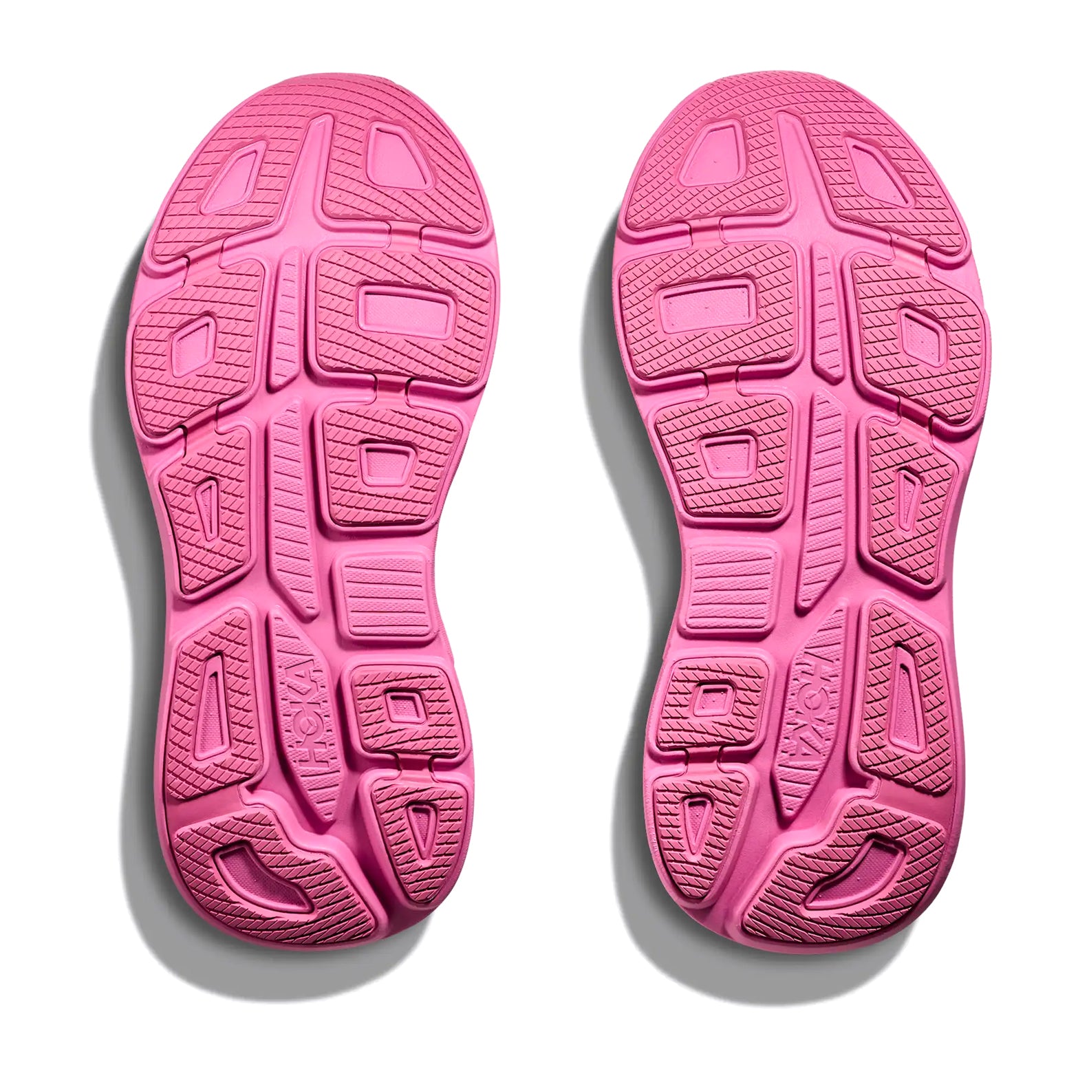 HOKA Bondi 9 women's running shoe in Crabapple / Crabapple — outsole view showing Durabrasion rubber tread pattern and crabapple super critical EVA foam midsole stack