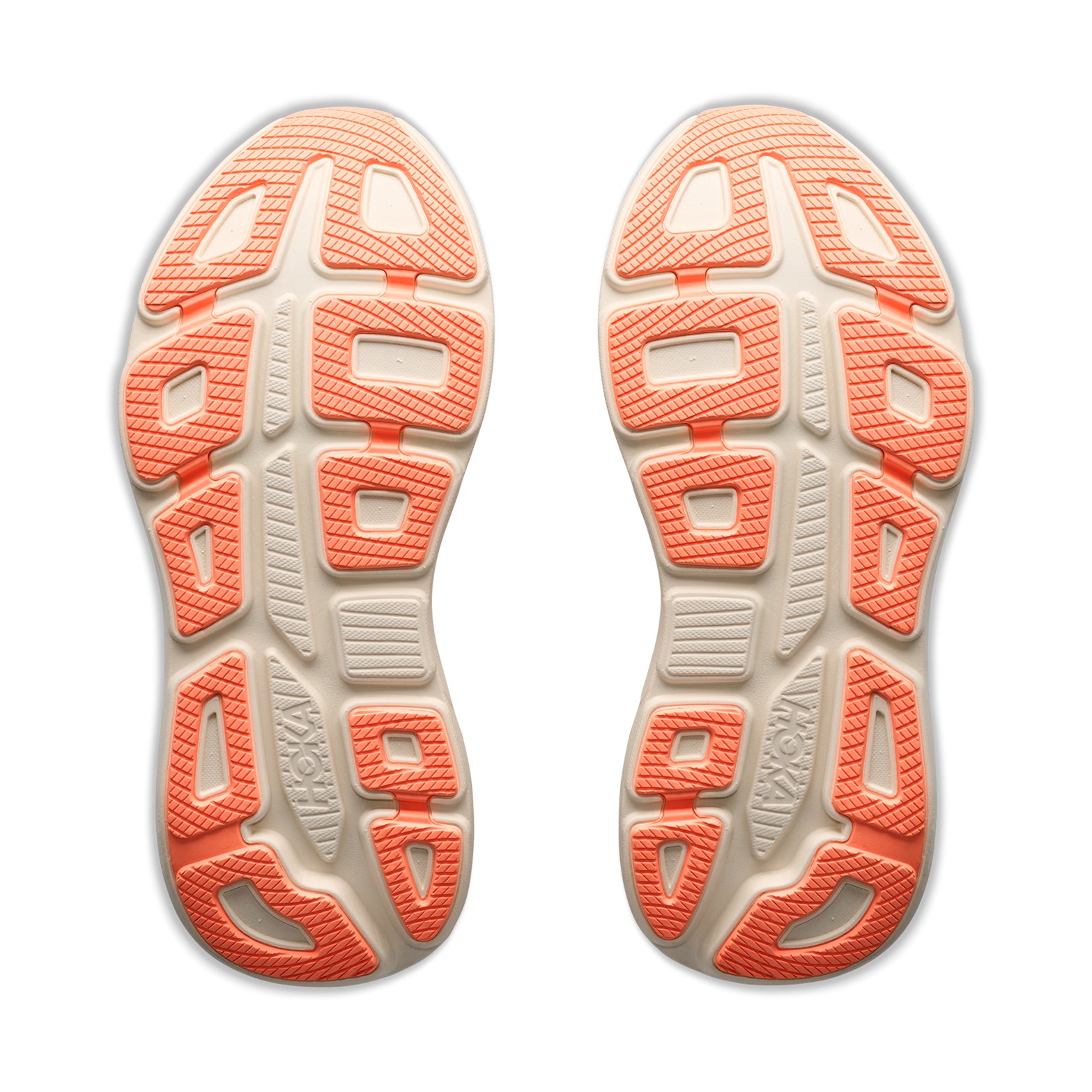 Women's HOKA Bondi 9 Running Shoes River Rock Grey Mineral Ore sole view displaying Durabrasion rubber outsole with MetaRocker geometry for effortless transitions and long-lasting road running durability