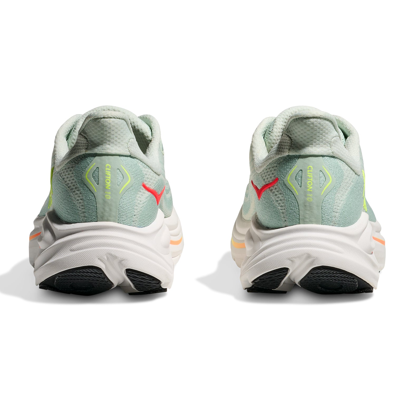 Women's Clifton 10 Running Shoes Sea Glass / Neon Flame