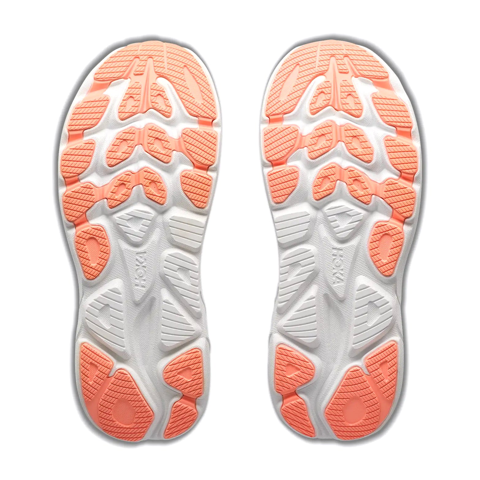 Women's HOKA Clifton 11 Running Shoes Faded Navy Glimmering Blue sole view displaying durable abrasion rubber outsole with MetaRocker geometry for smooth transitions during daily training