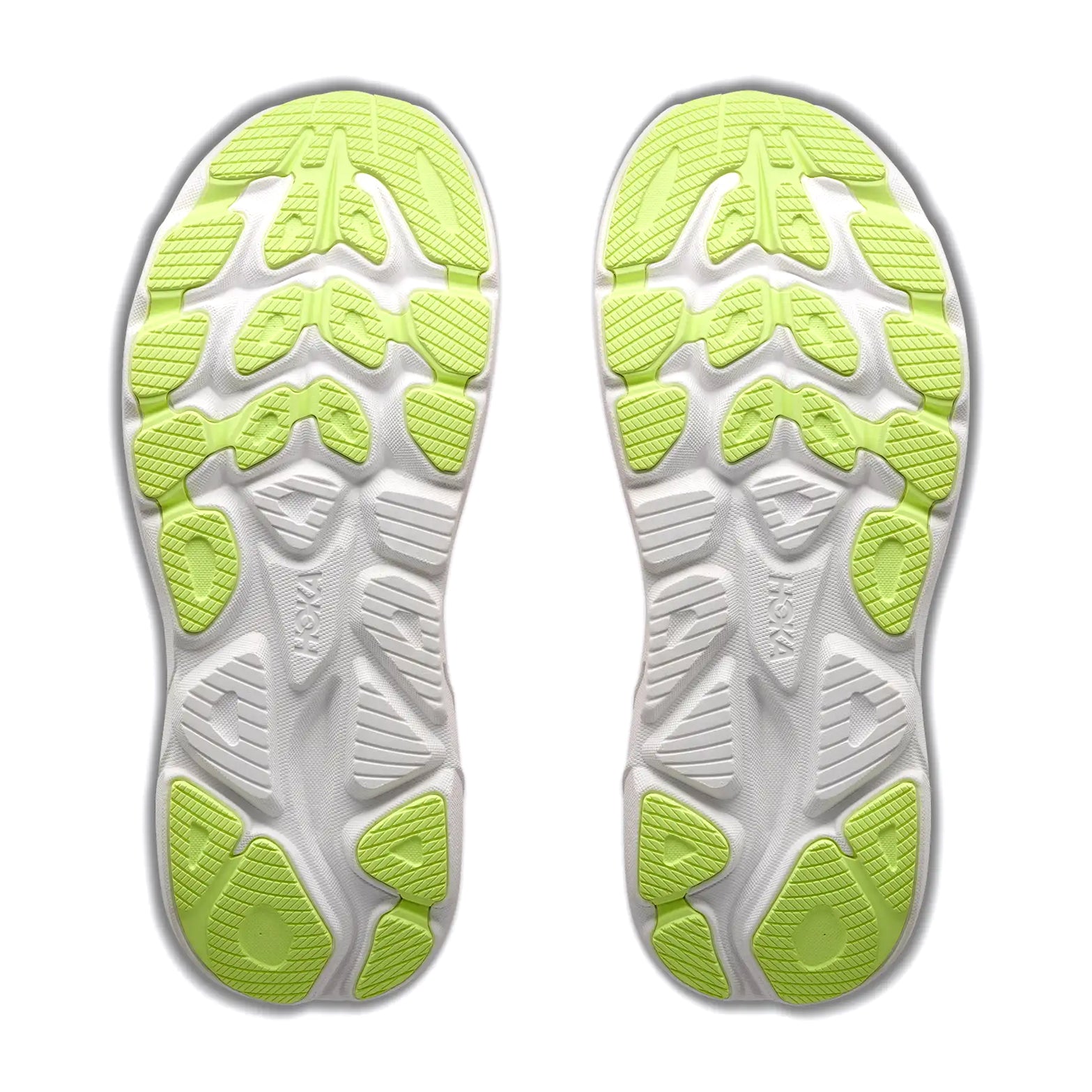 Women's HOKA Clifton 11 Running Shoes Tangerine Glow White sole view displaying durable abrasion rubber outsole with MetaRocker geometry for smooth transitions during daily training