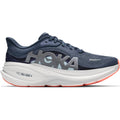 Women's HOKA Clifton Pro Running Shoes Faded Navy Glimmering Blue outer side view showing PROGLIDE+ series SCF foam with aggressive MetaRocker geometry for lively daily road running