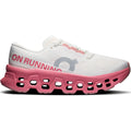Women's On Cloudmonster 3 Running Shoes Ivory Camellia outer side view showing triple-layer CloudTec cushioning with Helion foam and enhanced rocker shape for maximum cushioned daily running