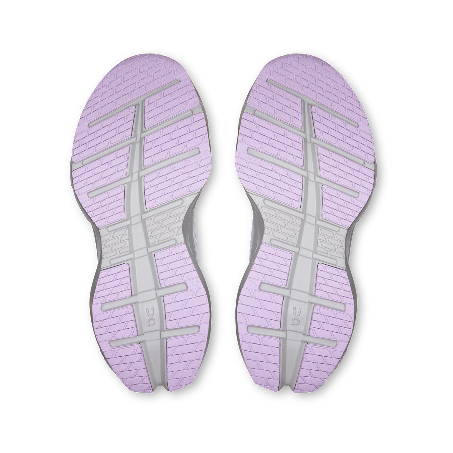 Women's On Cloudrunner 3 Max Running Shoes Frost Verbana sole view displaying enhanced rubber outsole with wide base and stability-engineered CloudTec geometry for traction and lateral support