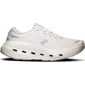 Women's On Cloudrunner 3 Max Running Shoes White Glacier outer side view showing stability-engineered CloudTec cushioning with dual-layer Helion HF hyper foam midsole and wide base for supported daily running