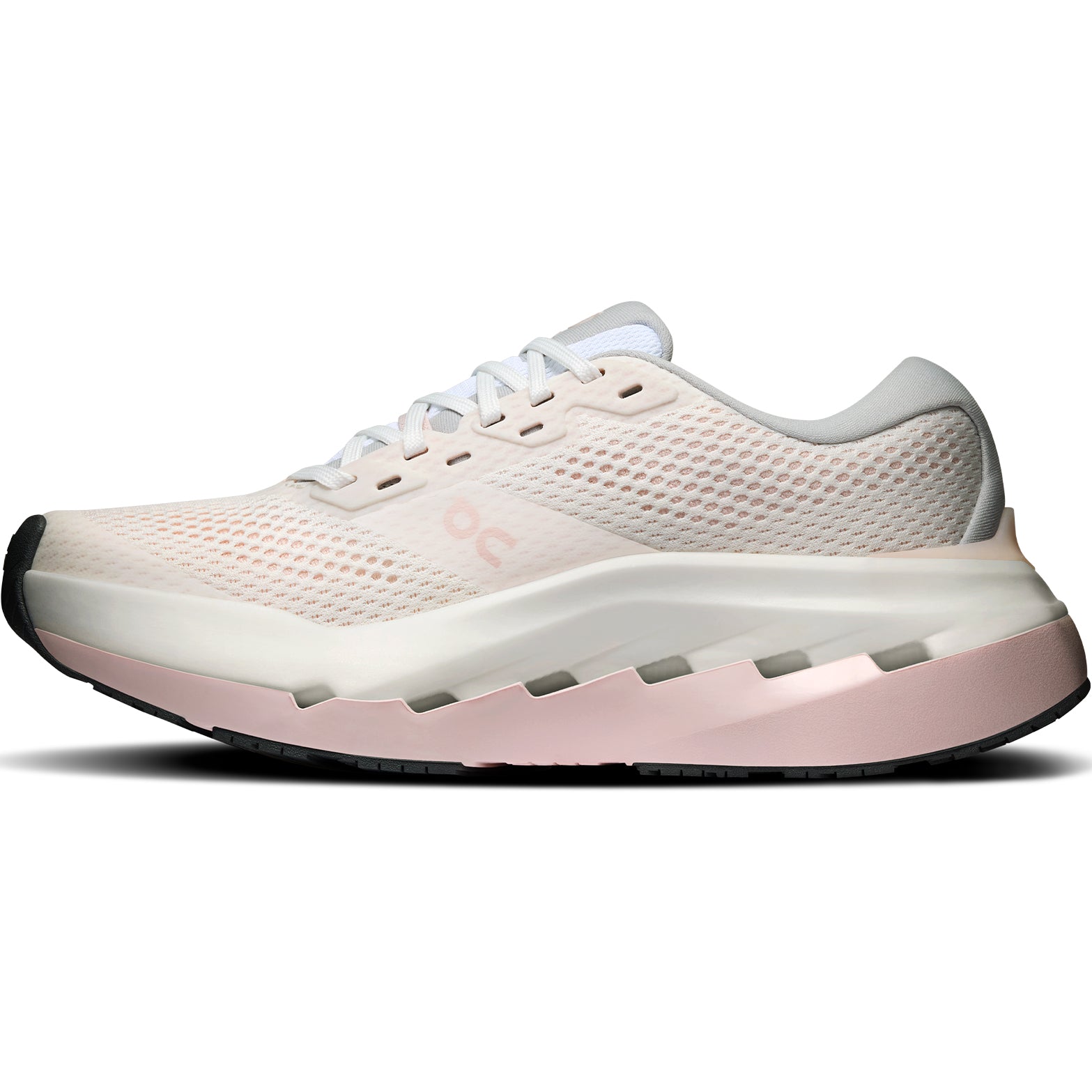 Women's On Cloudrunner 3 Max Running Shoes White Salt inner side view showing Helion HF hyper foam top layer with high sidewall cupping and heel clip for secure stable daily training