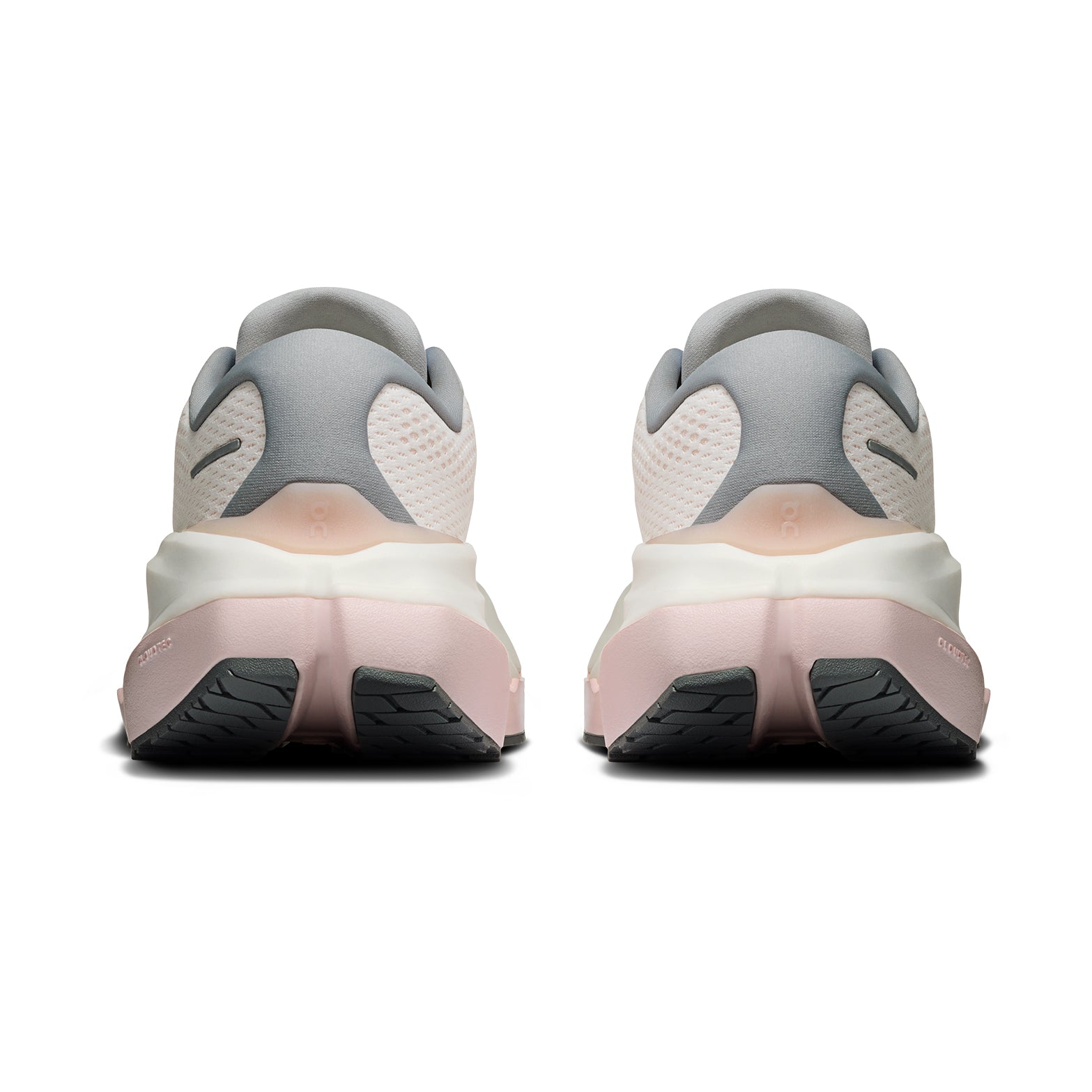 Women's On Cloudrunner 3 Max Running Shoes White Salt heel view showing dual-foam midsole with heel clip and plush tongue for secure lockdown and cushioned supported daily running