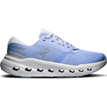 Women's On Cloudrunner 3 Running Shoes Myrtle Platinum outer side view showing CloudTec cushioning engineered for stability with asymmetrical heel clip and wide base for confident everyday road running