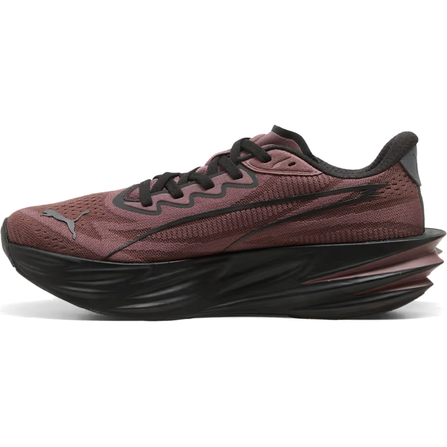 Women's Puma Deviate Pure NITRO Running Shoes Rich Cocoa Puma Black inner side view showing lightweight NITROFOAM cushioning with responsive plateless ride for road running