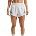 Women's Nike Dri-FIT Aeroswift ADV 3 Inch Running Shorts White Black front view on female runner showing lightweight racing construction with Dri-FIT ADV moisture-wicking technology