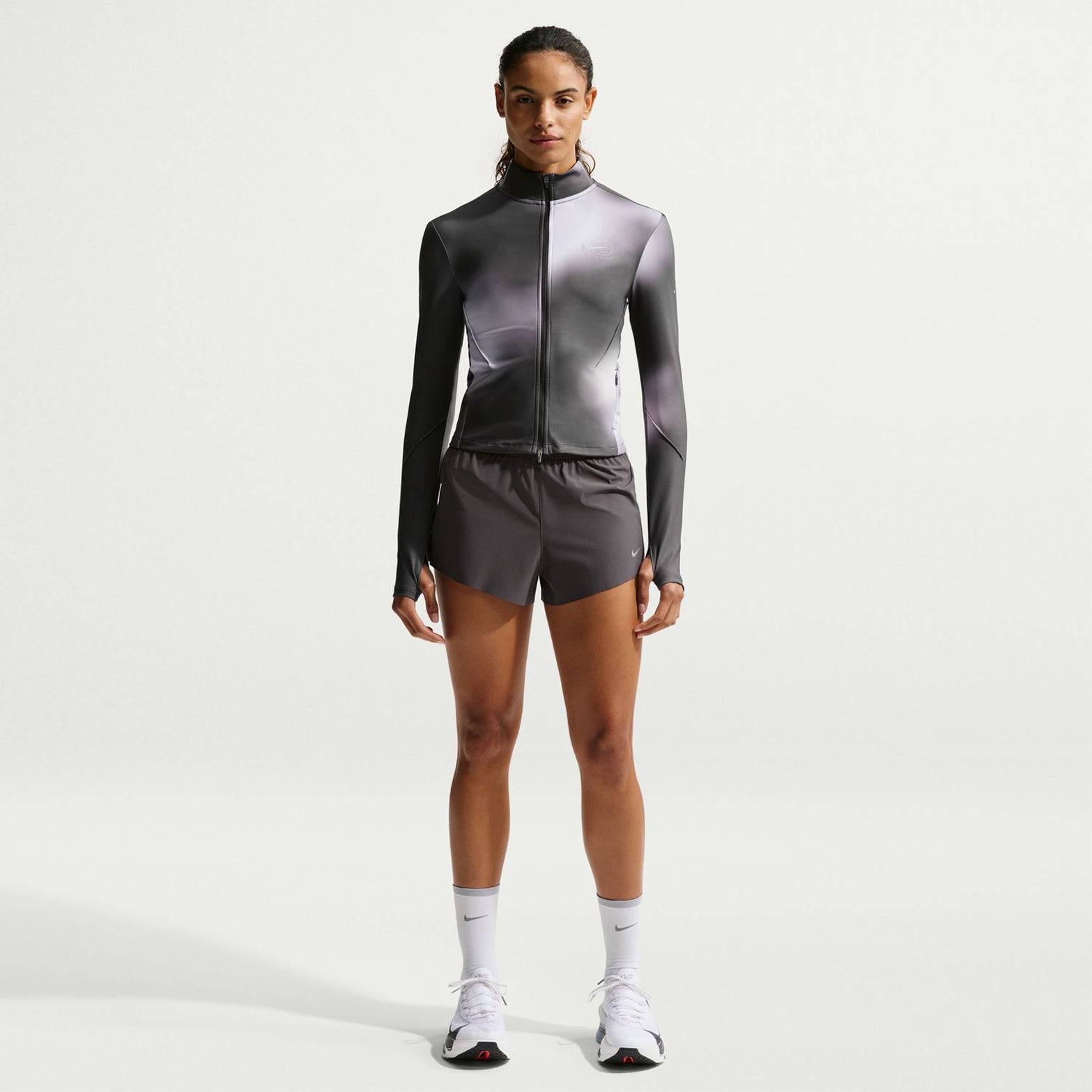 Women's Dri-FIT Swift Full-Zip Mid-Layer Running Top Dark Smoke Grey / Light Smoke Grey