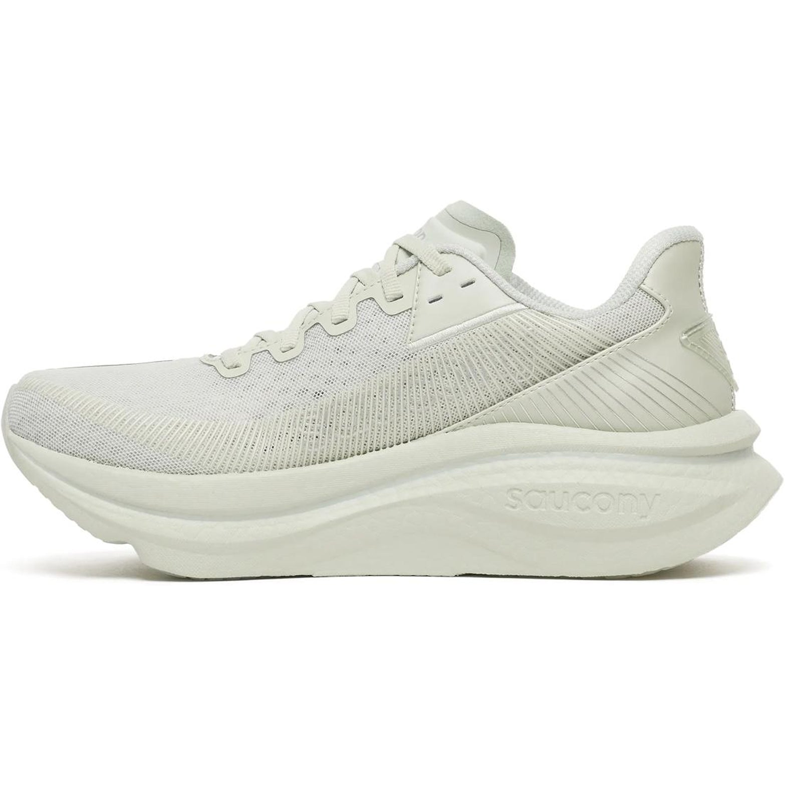 Women's Saucony Endorphin Azura Running Shoes Cast inner side view showing 40mm heel PWRRUN PB superfoam with SpeedRoll geometry for smooth forward-rolling transitions