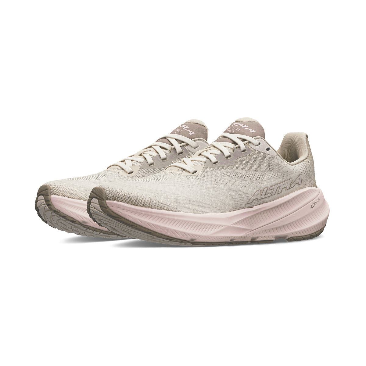 Women's Experience Flow 3 Running Shoes Tan angled side view pair showing 4mm drop profile