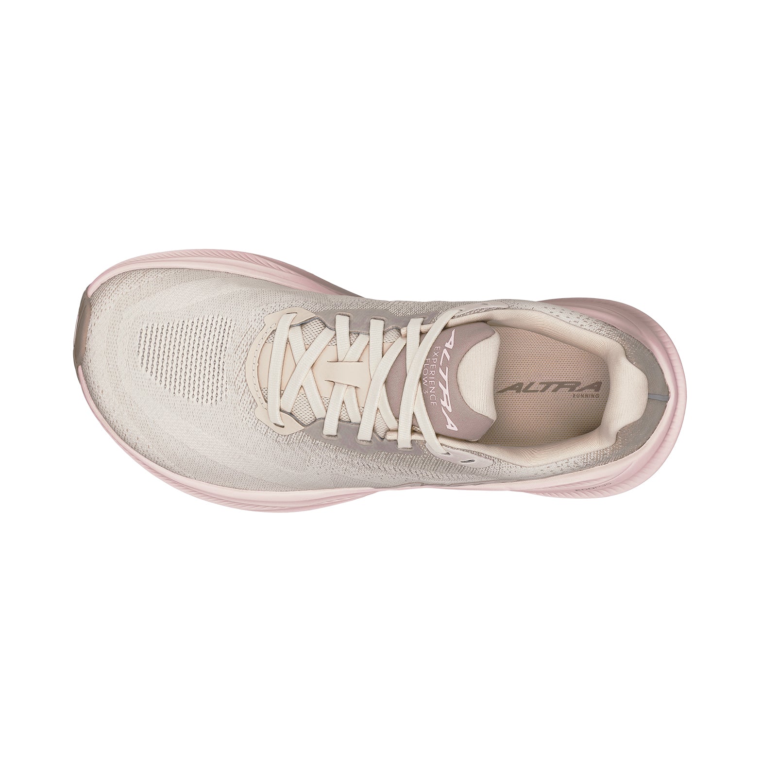 Women's Experience Flow 3 Running Shoes Tan top view showing Altra Fit toe box and engineered mesh upper