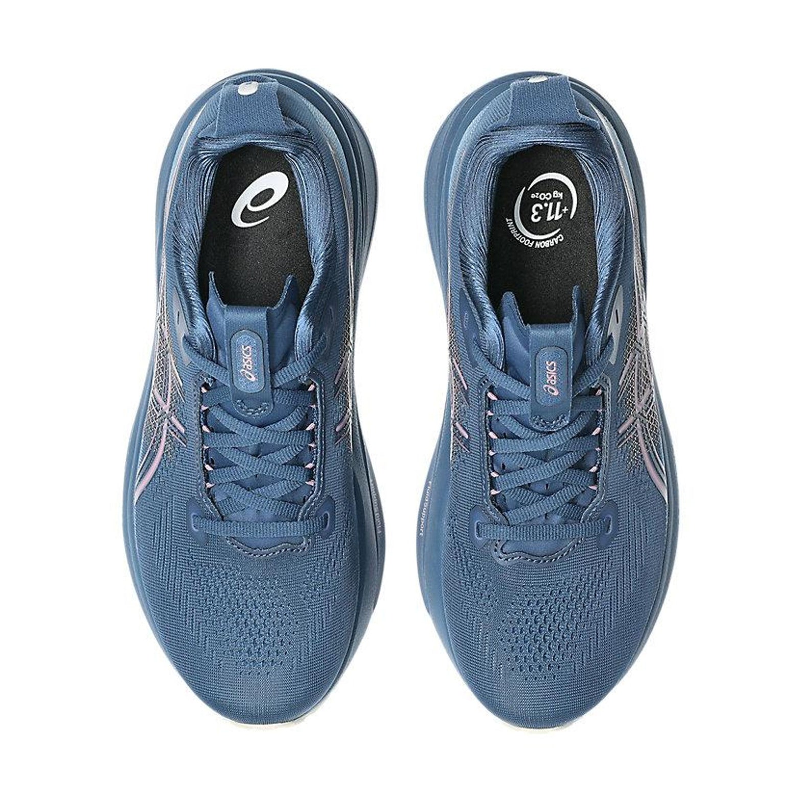 ASICS GEL-Kayano 33 women's running shoe in Grand Shark / Taro Purple — top-down view showing grand shark engineered mesh upper construction, lace closure and taro purple accent detailing