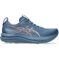 ASICS GEL-Kayano 33 women's running shoe in Grand Shark / Taro Purple — outer view showing grand shark engineered mesh upper with taro purple accent detailing and GEL cushioning midsole profile