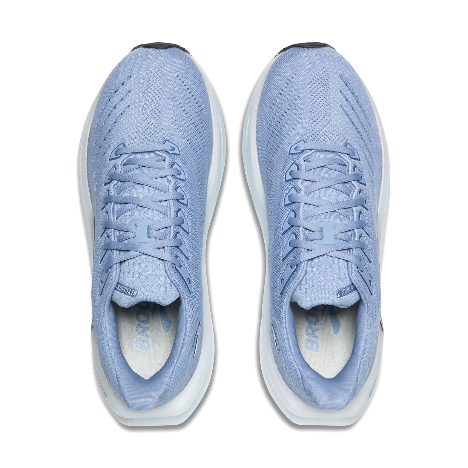 Brooks Glycerin Max 2 women's running shoe in Nantucket Breeze / Chrome / Blue — top-down view showing nantucket breeze engineered mesh upper construction, lace closure and chrome and blue accent detailing