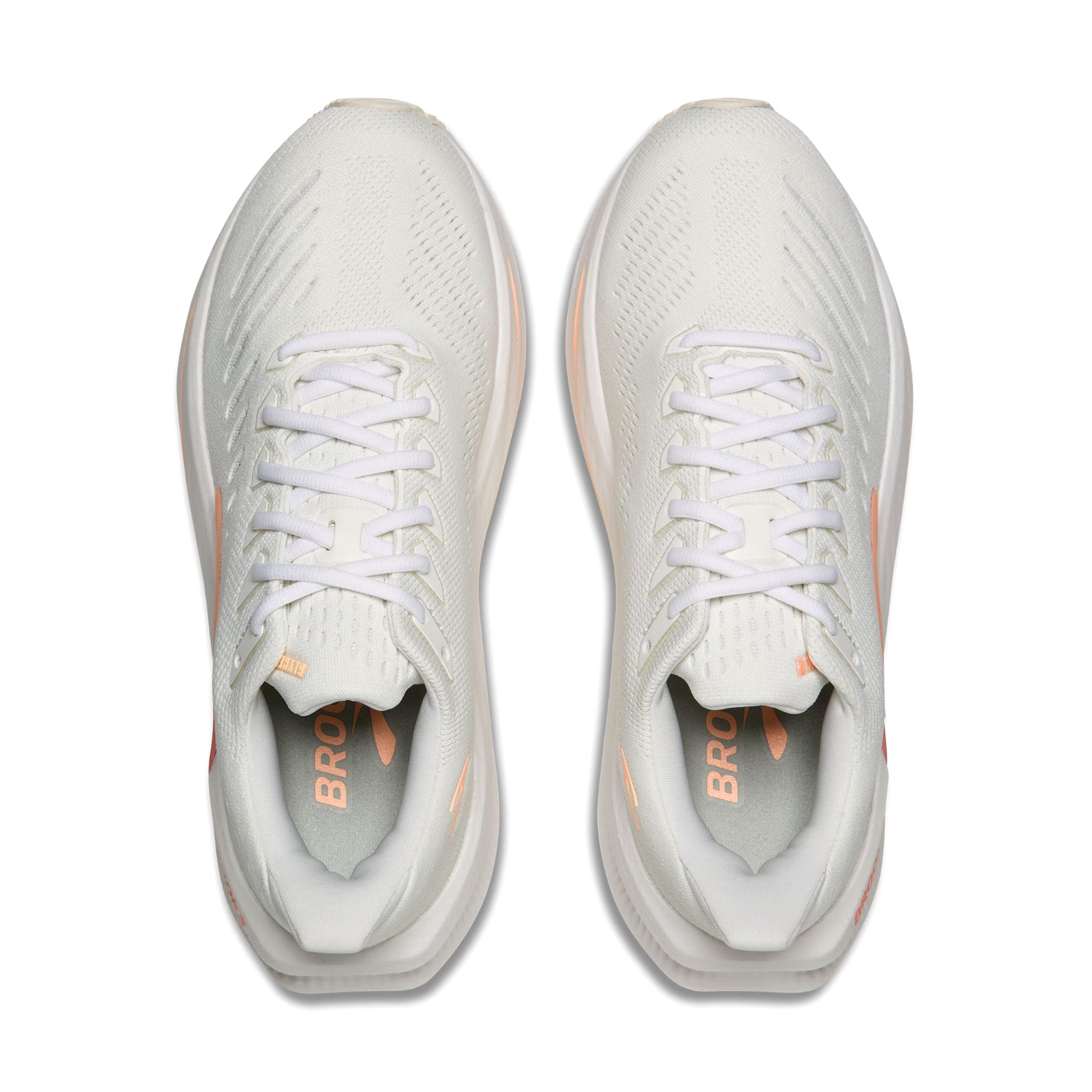 Women's Brooks Glycerin Max 2 Running Shoes White Orange top view showing upper construction with maximum cushioning platform