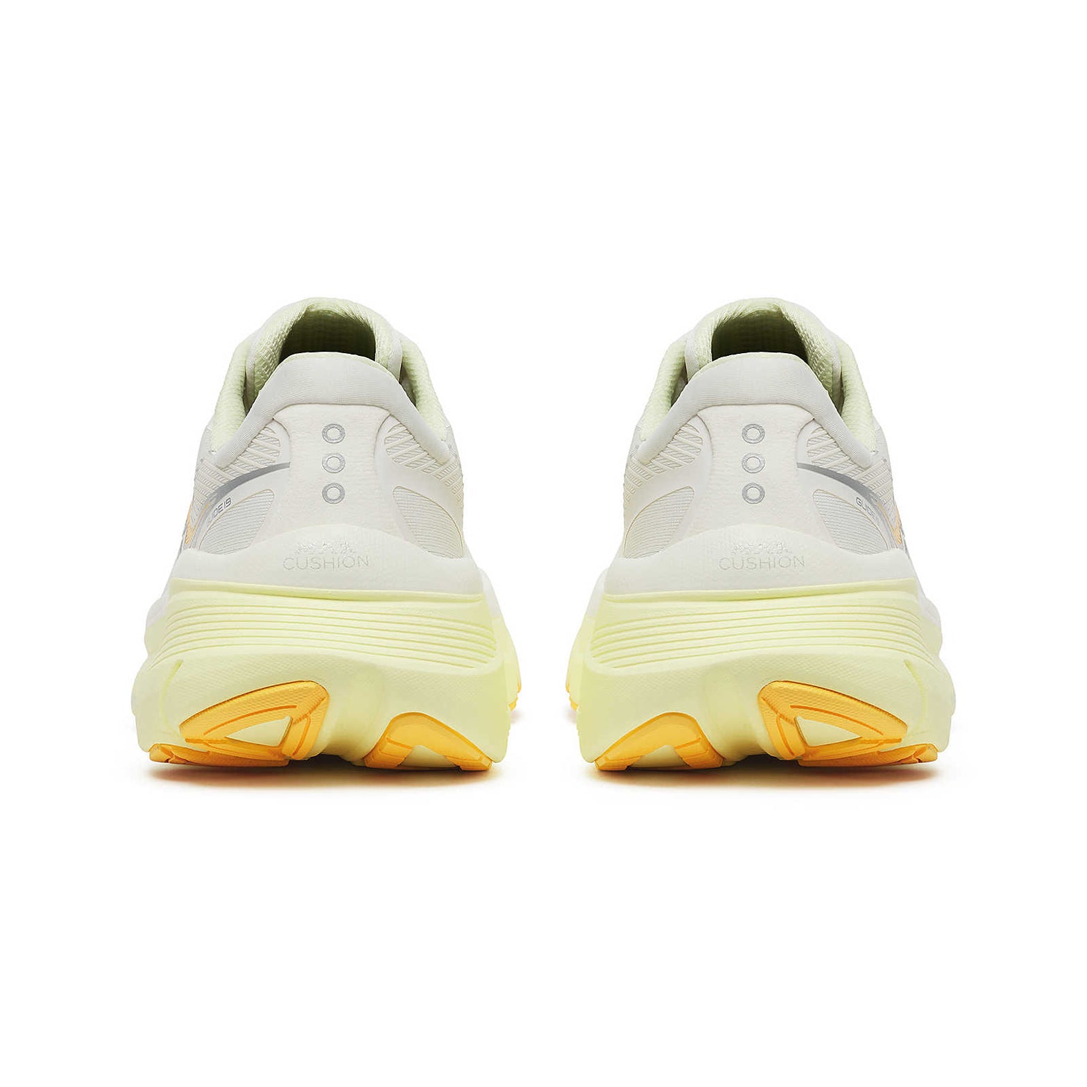 Women's Saucony Guide 19 Running Shoes Ivory Tender heel view showing maximum PWRRUN cushioning stack and CenterPath Technology support