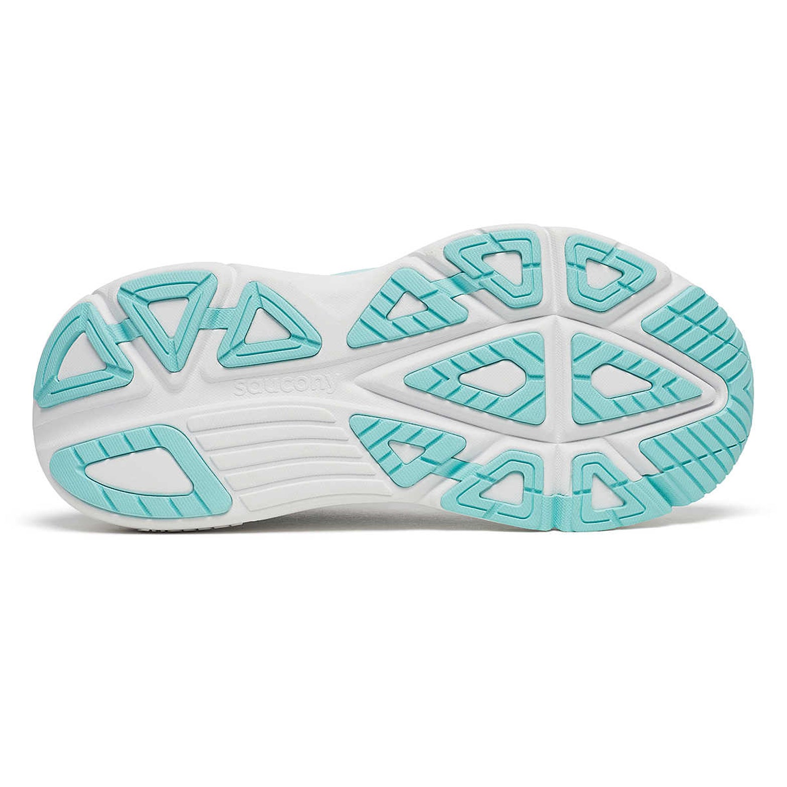 Women's Saucony Guide 19 Running Shoes Navy Aqua sole view displaying enhanced forefoot flexibility and durable outsole construction