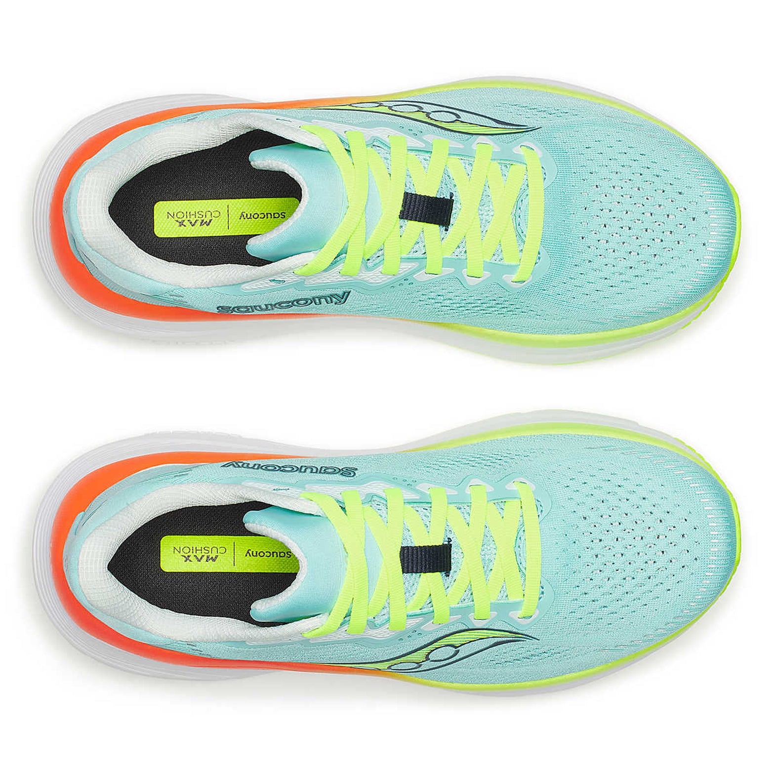 Women's Saucony Guide 19 Running Shoes Splash Citron top view showing flexible mesh upper with adaptive fit construction