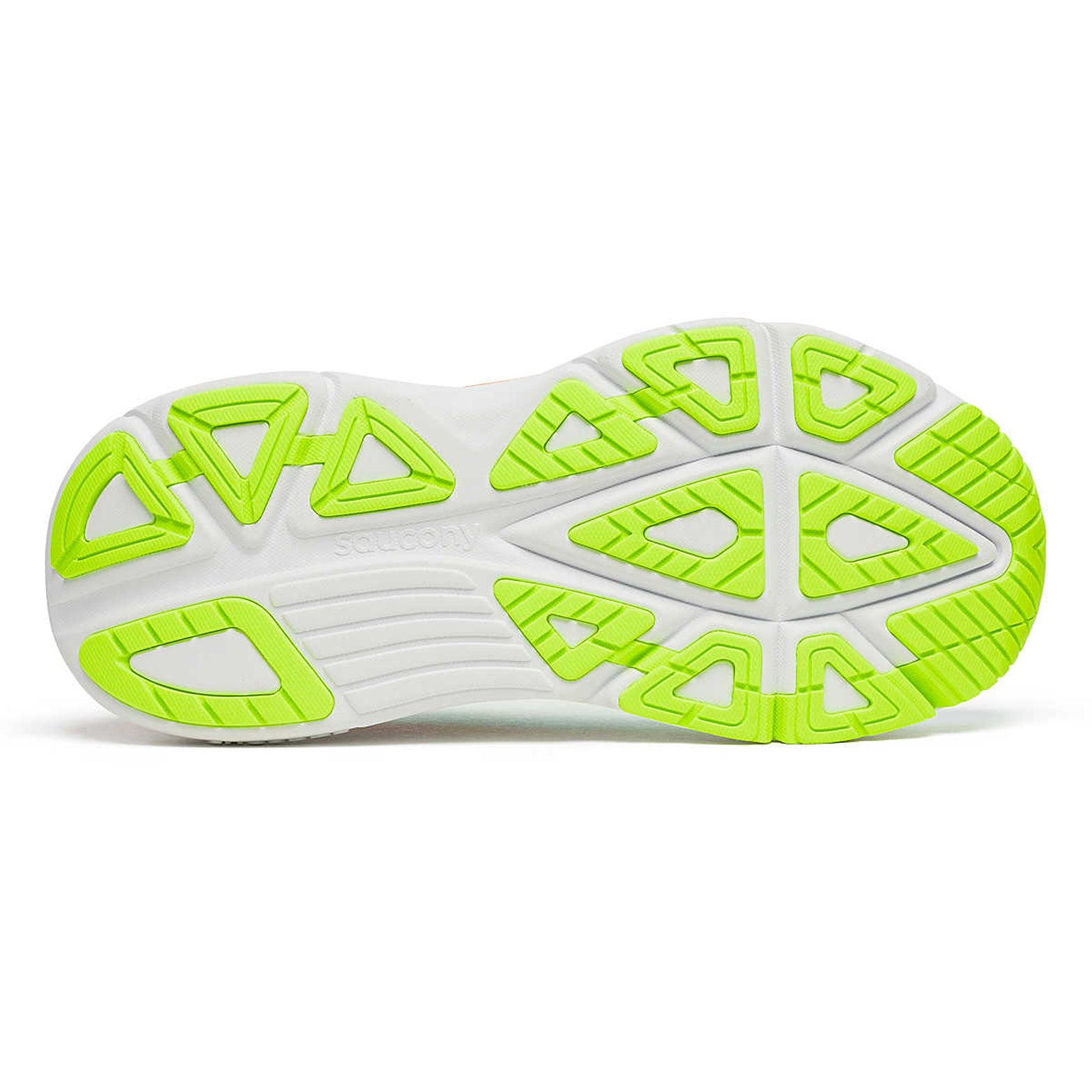 Women's Saucony Guide 19 Running Shoes Splash Citron sole view displaying enhanced forefoot flexibility and durable outsole construction