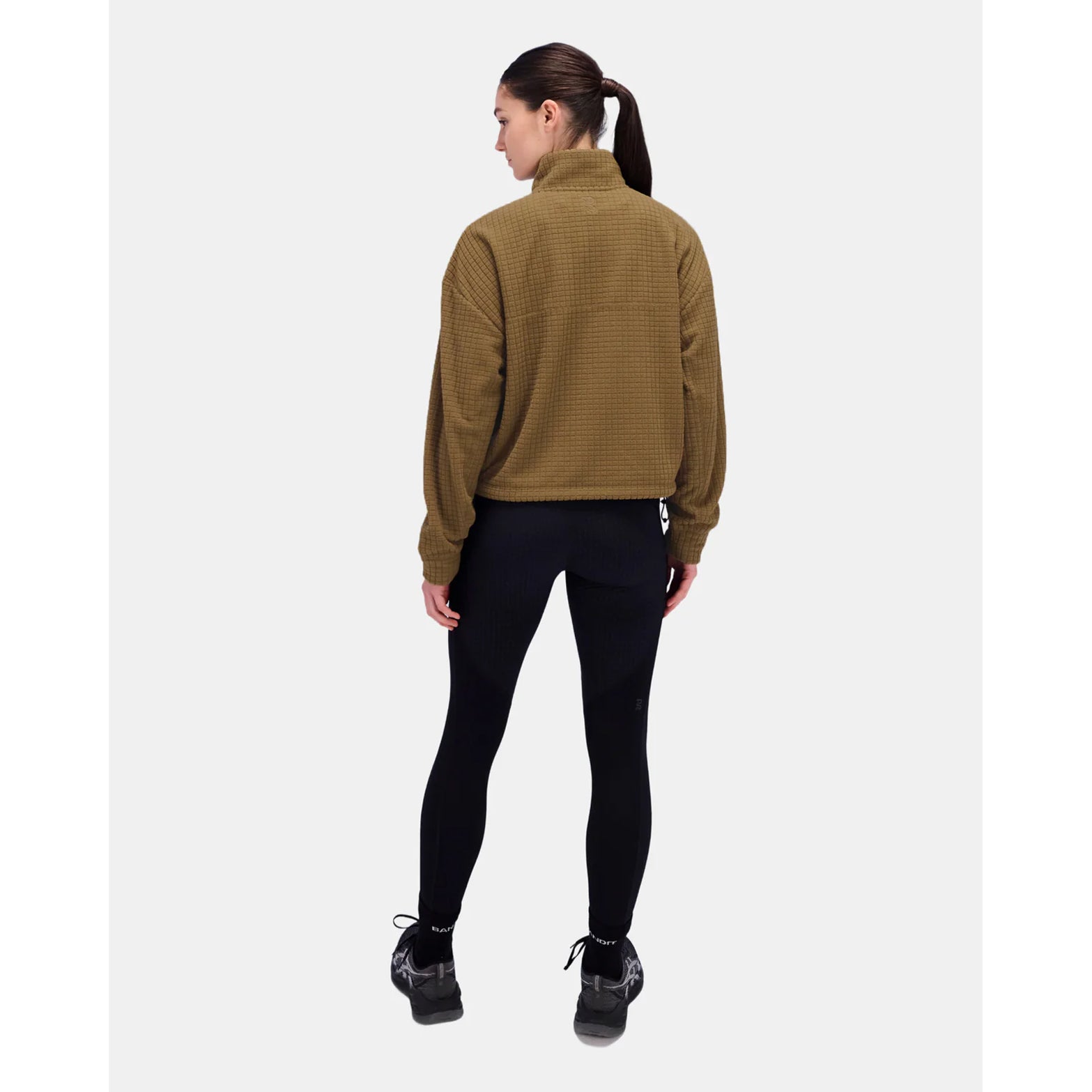 Bandit MacroSoft Grid Quarter Zip back full body view on model highlighting winter running layer design