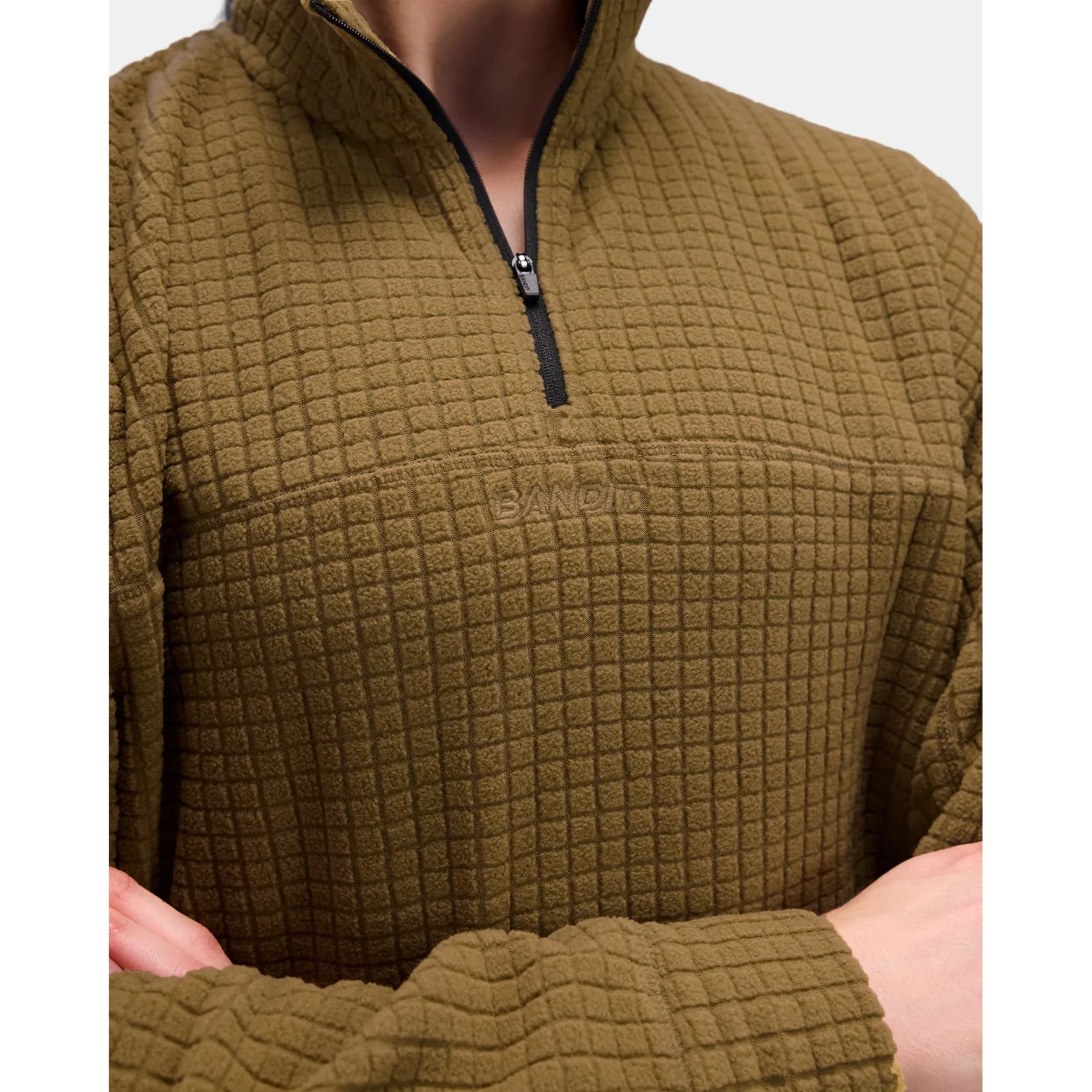 Women's MacroSoft Grid Quarter Zip Top Antique Brass - Achilles Heel