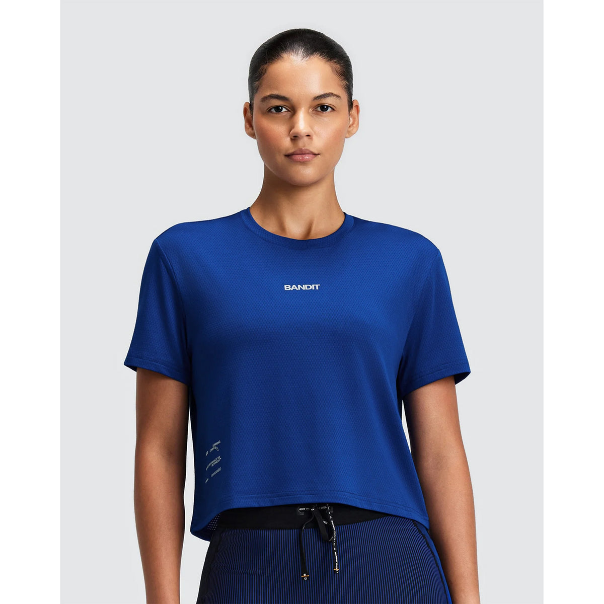 Women's Micromesh Cropped Run Tee Bauhaus Blue