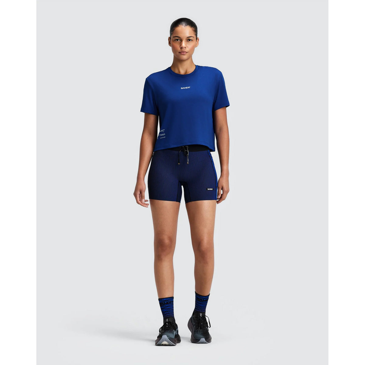 Women's Micromesh Cropped Run Tee Bauhaus Blue