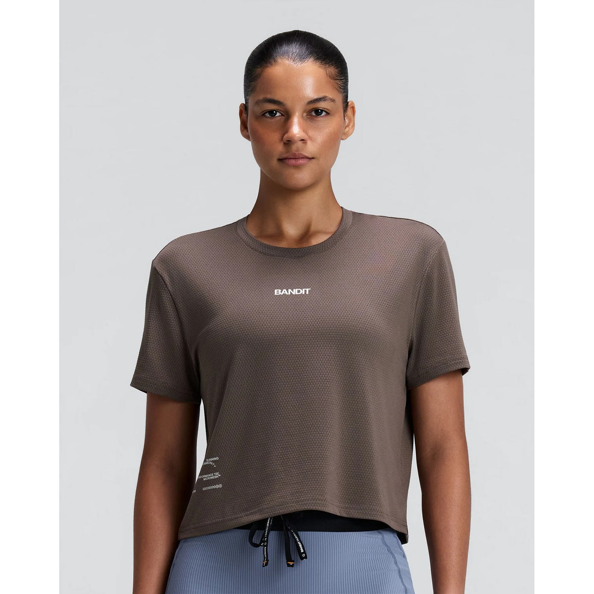 Women's Micromesh Cropped Run Tee Cocoa