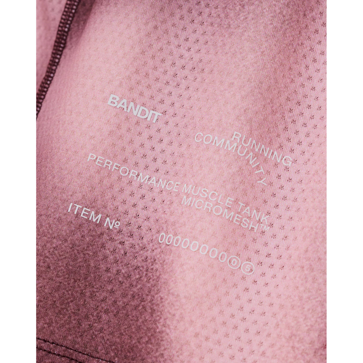Women's Bandit Micromesh Run Tank Flow State Mahogany Multi close-up of reflective logo detailing at front and back for low-light visibility during running