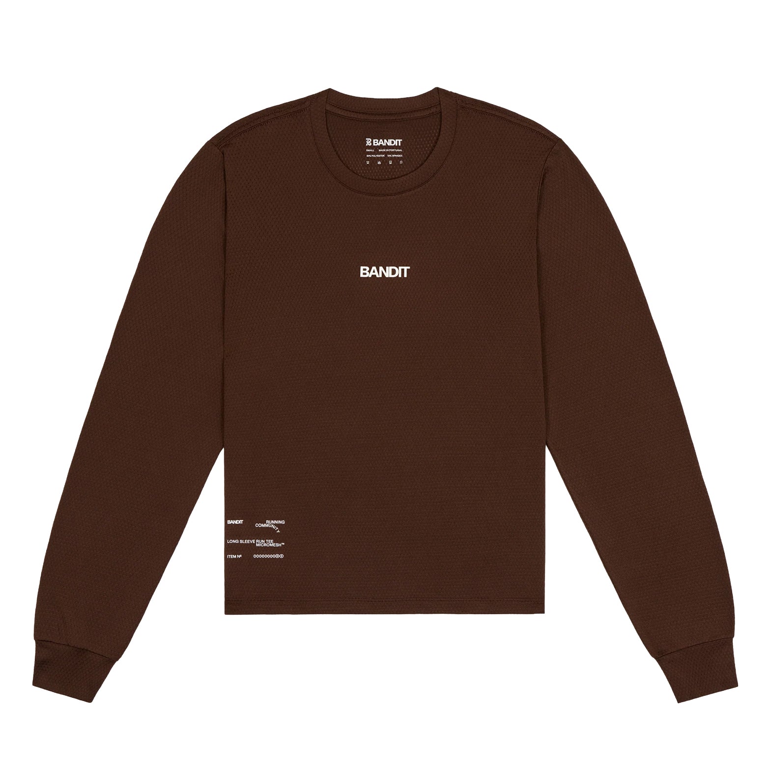 Women's Bandit Micromesh Top Cacao product view showing relaxed fit long sleeve with breathable Micromesh fabric and reflective graphics