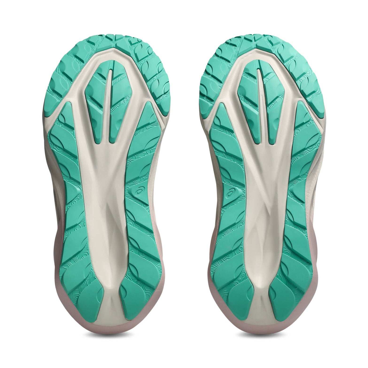 Women's ASICS Novablast 5 TR Running Shoes Light Dust Cacti sole view displaying AHAR LO rubber outsole and trampoline-inspired outsole pods