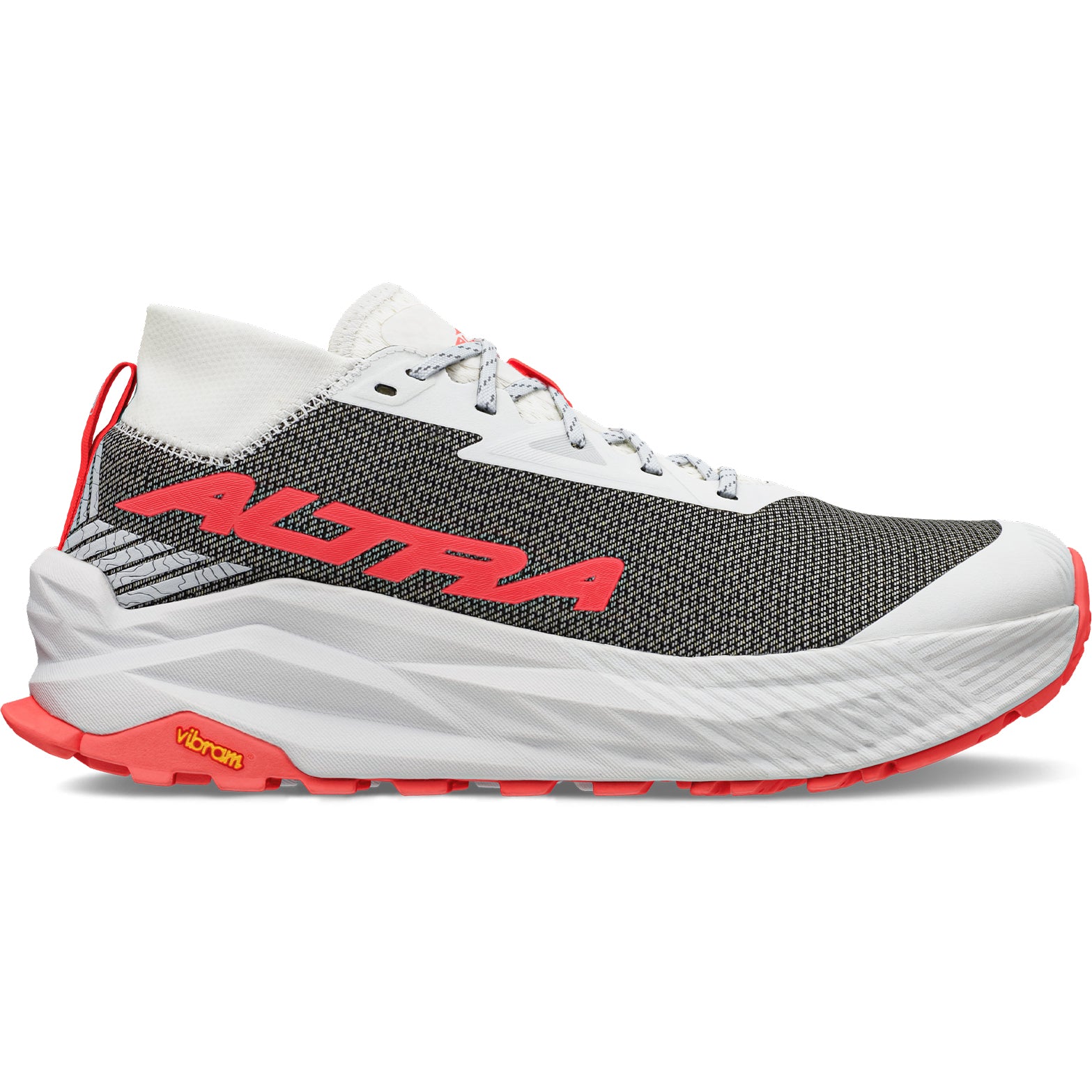 Altra Olympus 275 women's trail running shoes in White Coral outer side view showing MATRYX Kevlar upper and compression-moulded EVA midsole