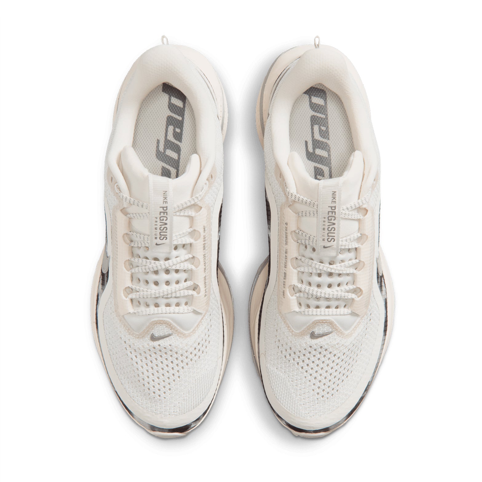 Nike Pegasus Premium SE women's running shoe in Phantom / Anthracite / Pencil Point — top-down view showing phantom circular knit upper construction, lace closure and reflective details