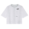 Women's On Performance Volt-T White product view showing relaxed fit with On DryTec quick-drying moisture-wicking fabric and expressive run-culture graphics