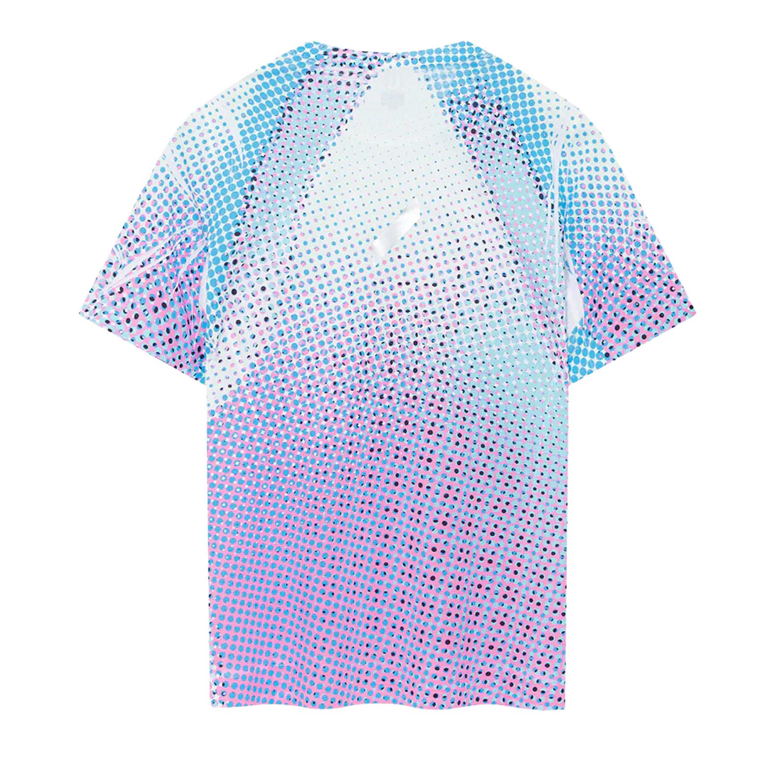 Soar Printed Tech Tee women's in Blue / Magenta — back product shot showing limited edition print detail, bonded seam construction and reflective Soar logo