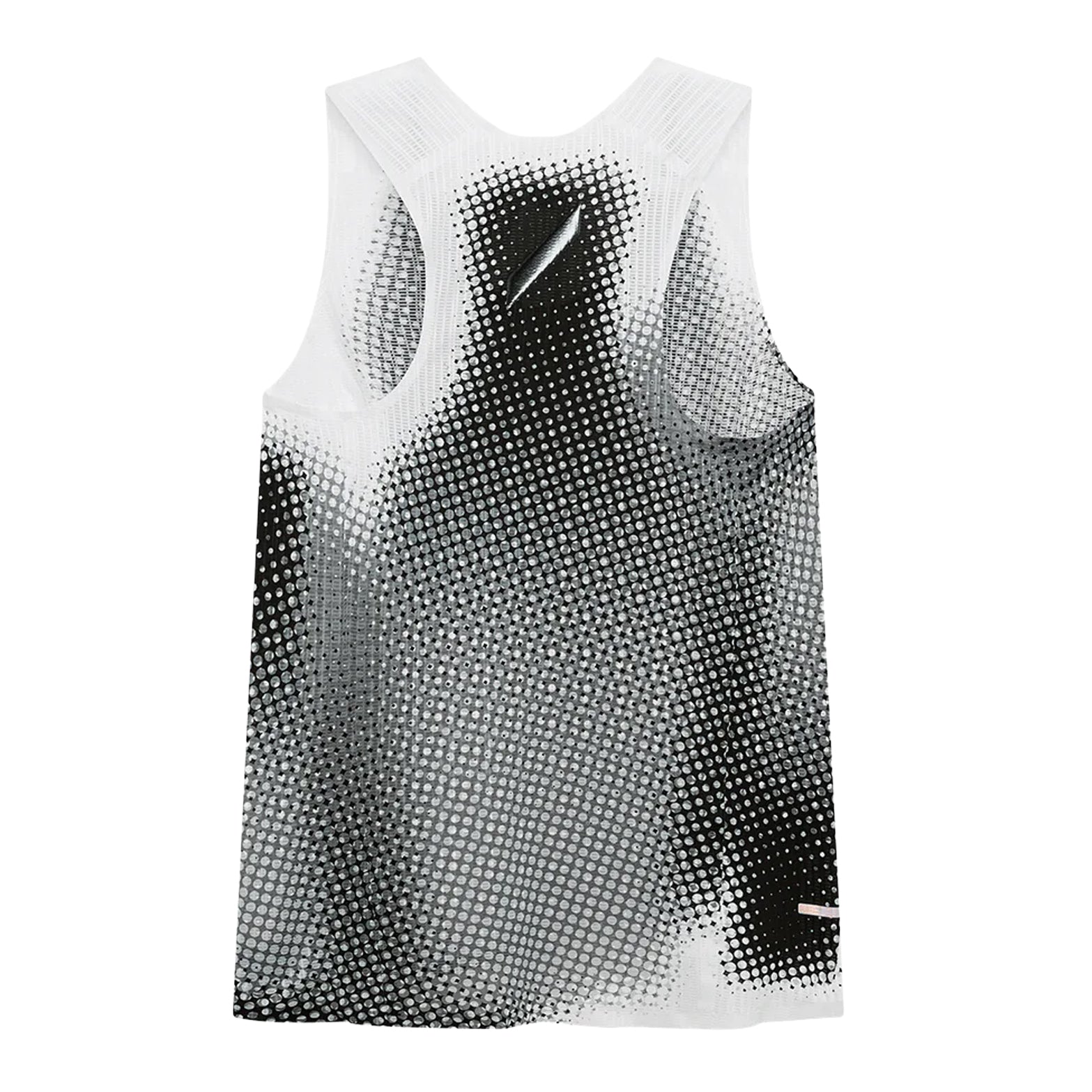 Women's Soar Race Vest Black White Dot back view showing cutaway shoulder and back design and bonded seam construction