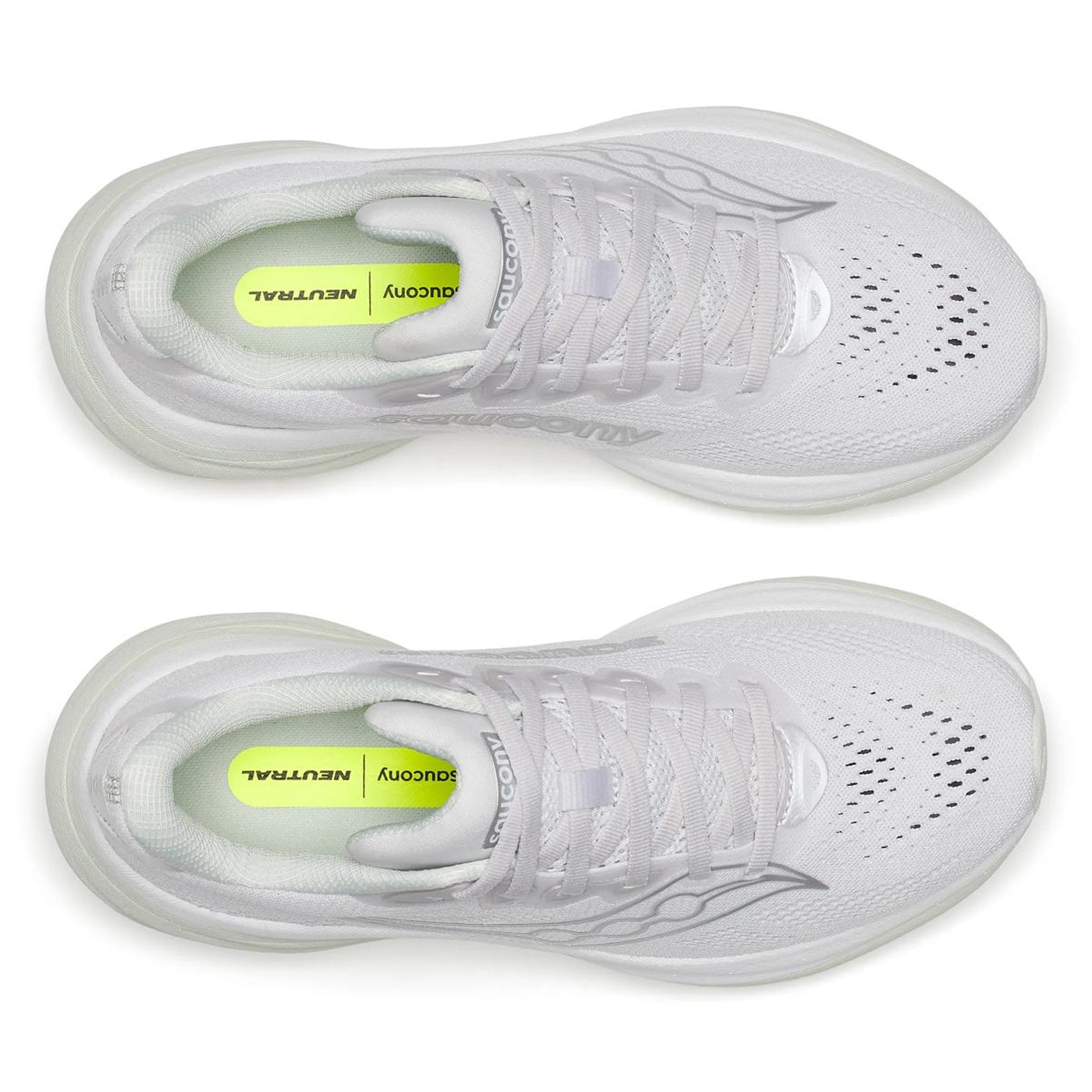 Women's Saucony Ride 19 Running Shoes Fog Cast top view showing engineered mesh upper that stretches with foot movement for improved breathability and all-day comfort